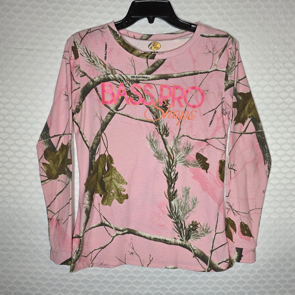 Bass Pro Shops Realtree Pink Camo Long Sleeve Graphic T-Shirt Womens Medium